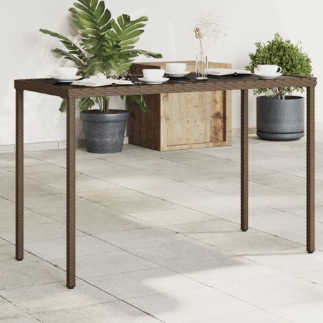 Mesa de jardín superficie vidrio ratán PE marrón 115x54x74 cm vidaXL