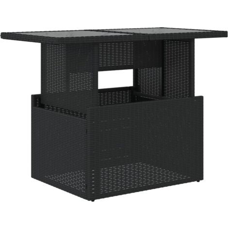 Mesa de jardín superficie de vidrio ratán PE negro 100x55x73 cm vidaXL