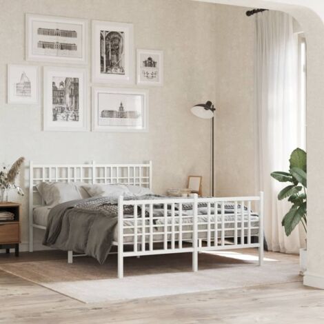 Estructura cama sin colchón con estribo metal blanco 120x200 cm vidaXL (1/5)