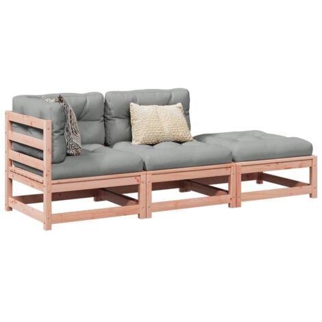 Set de sofás jardín 3 pzas con cojines madera abeto Douglas vidaXL (1/5)