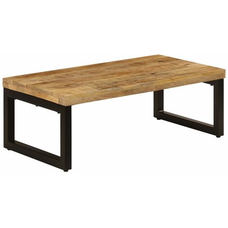 Mesa de centro madera maciza de mango y acero 100x50x35 cm vidaXL