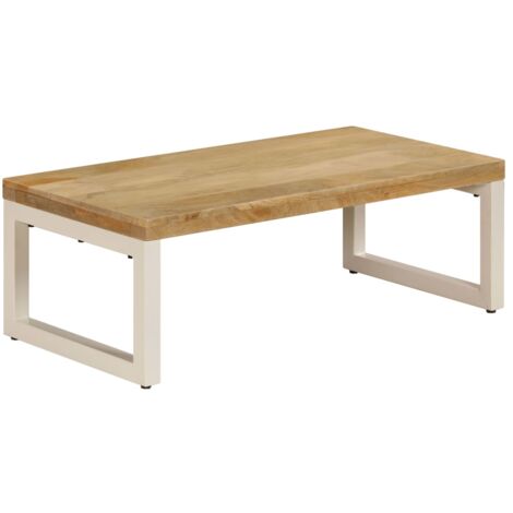 Mesa de centro madera maciza de mango y acero 100x50x35 cm vidaXL