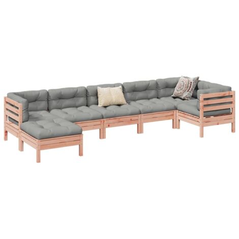 Set de sofás jardín 7 pzas con cojines madera abeto Douglas vidaXL (1/5)