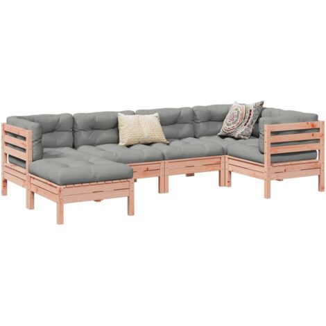 Set de sofás jardín 6 pzas con cojines madera abeto Douglas vidaXL (1/5)