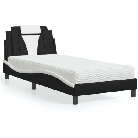 Cama Viana con colchón cuero sintético negro y blanco 90x190 cm vidaXL (1/5)
