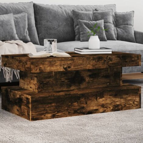 Mesa de centro con luces LED roble ahumado 90x50x40 cm vidaXL