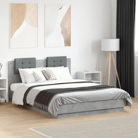 Cama con cabecero madera de ingeniería gris hormigón 120x190 cm vidaXL (1/5)