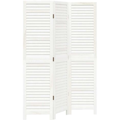 Biombo separador de 3 paneles madera maciza Paulownia blanco vidaXL
