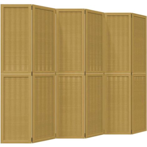 Biombo separador de 6 paneles madera maciza paulownia marrón vidaXL