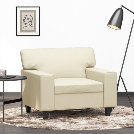 Sillón cuero sintético crema 60 cm vidaXL (1/5)