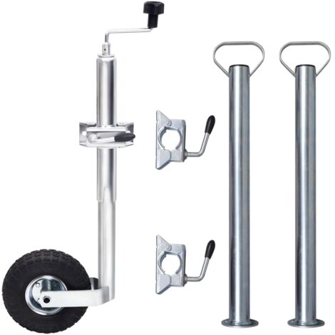 Rueda de remolque 48 mm con 2 tubos de soporte y 3 abrazaderas vidaXL