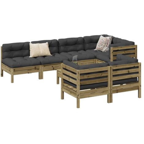 Set de sofás jardín 8 pzas con cojines madera pino impregnada vidaXL (1/5)