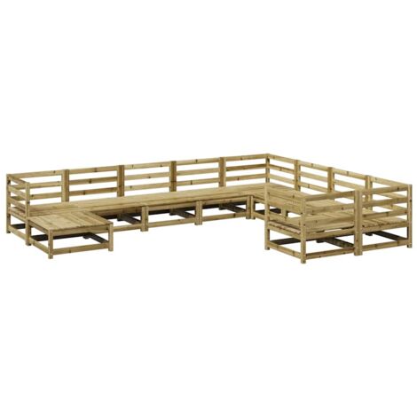 Juego de sofás de jardín 10 pzas madera de pino impregnada vidaXL (1/5)