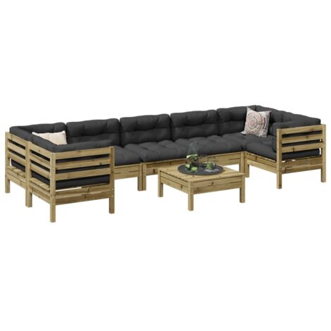 Set de sofás jardín 8 pzas con cojines madera pino impregnada vidaXL (1/5)