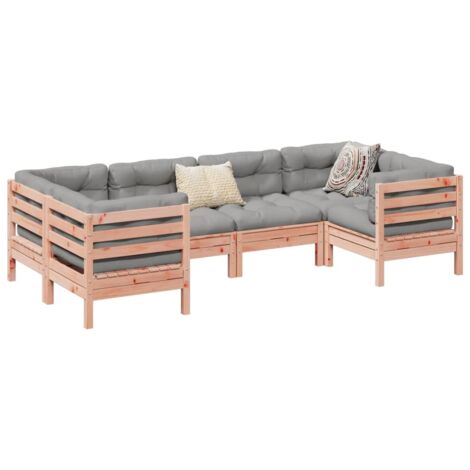 Set de sofás jardín 6 pzas con cojines madera abeto Douglas vidaXL (1/5)