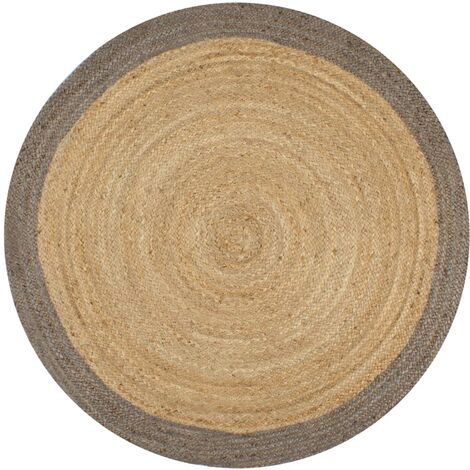 Alfombra hecha a mano de yute con borde gris 120 cm vidaXL