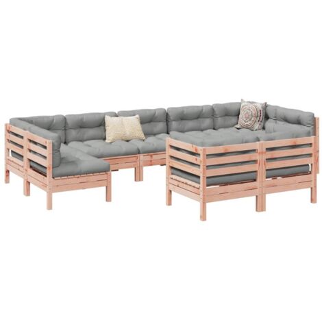 Set de sofás jardín 9 pzas con cojines madera de abeto Douglas vidaXL (1/5)