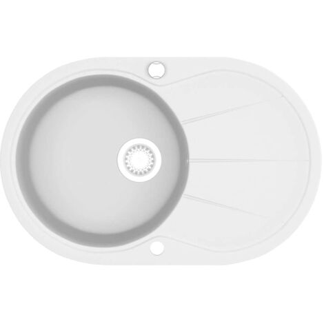 Fregadero de cocina de granito con un seno ovalado blanco vidaXL