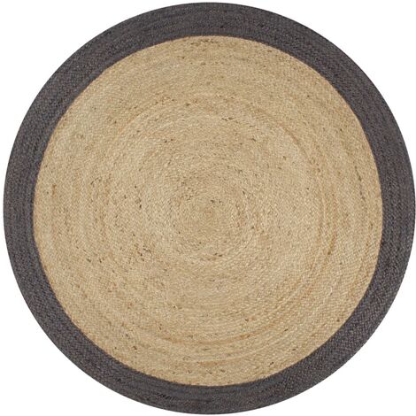 Alfombra hecha a mano de yute con borde gris oscuro 120 cm vidaXL