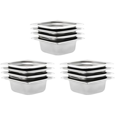 Bandejas Gastronorm 12 unidades GN 1/6 65 mm acero inoxidable vidaXL (1/5)