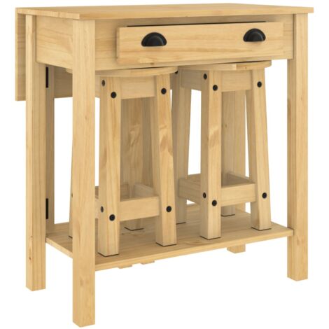 Set de mesa alta y taburetes de bar 3 pzas madera maciza pino vidaXL