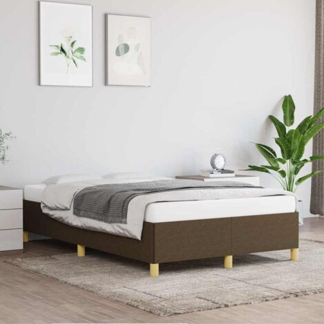 Estructura de cama sin colchón tela marrón oscuro 120x190 cm vidaXL