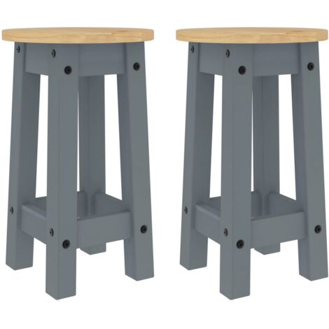 Taburetes altos de cocina 2 uds madera maciza de pino gris vidaXL