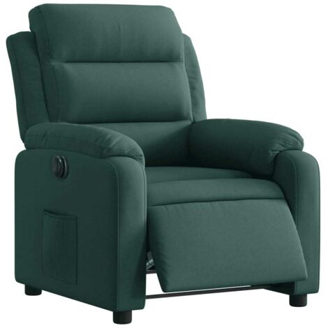 Sillón reclinable eléctrico de terciopelo verde oscuro vidaXL