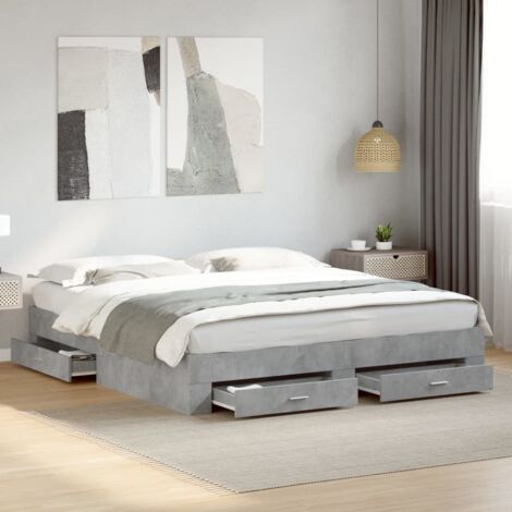 Cama con cajones madera ingeniería gris hormigón 180x200 cm vidaXL