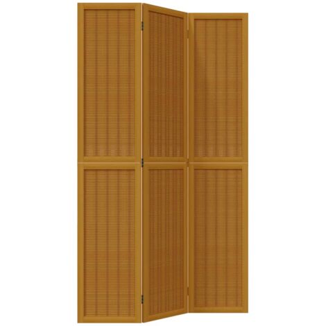 Biombo separador de 3 paneles madera maciza paulownia marrón vidaXL
