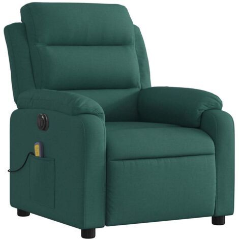 Sillón reclinable de masaje eléctrico tela verde oscuro vidaXL
