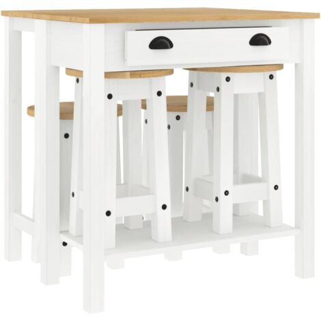 Set de bar 5 piezas madera maciza de pino blanco vidaXL