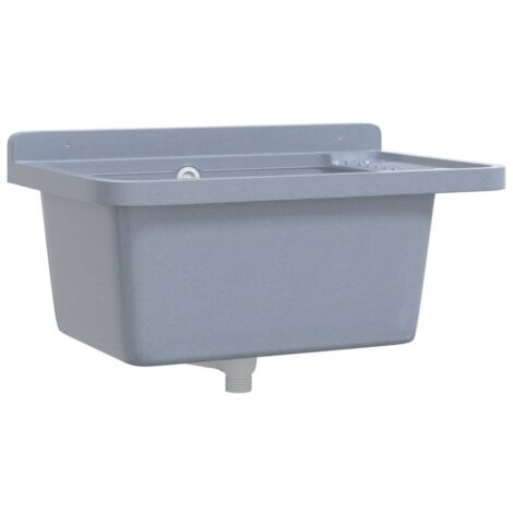 Fregadero lavabo de pared resina gris 60x40x28 cm vidaXL