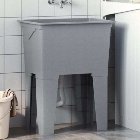 Fregadero de lavadero de resina gris 59x41x75 cm vidaXL
