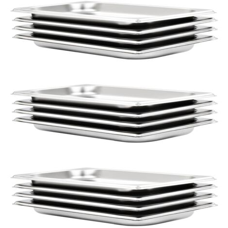 Bandejas Gastronorm 12 unidades GN 1/3 20 mm acero inoxidable vidaXL