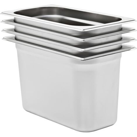 Bandejas Gastronorm 4 unidades GN 1/3 200 mm acero inoxidable vidaXL