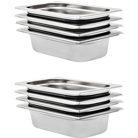 Bandejas Gastronorm 8 unidades GN 1/4 65 mm acero inoxidable vidaXL