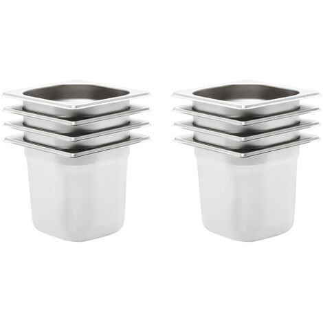 Bandejas Gastronorm 8 unidades GN 1/6 150 mm acero inoxidable vidaXL