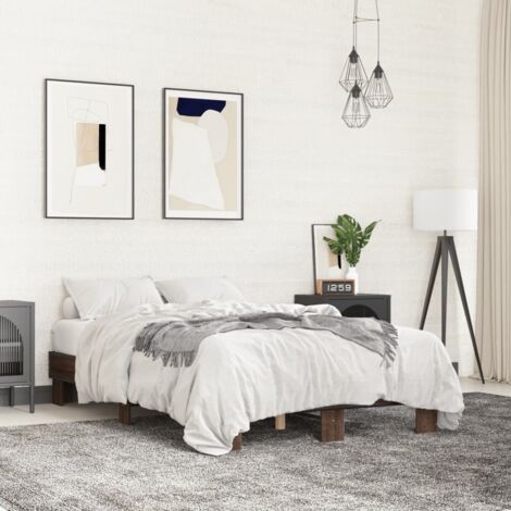 Estructura cama madera ingeniería metal marrón roble 135x190 cm vidaXL (1/5)