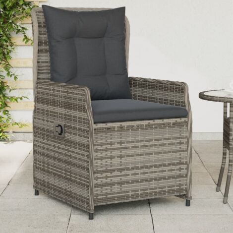 Sillones reclinables de jardín 2 uds ratán sintético gris vidaXL