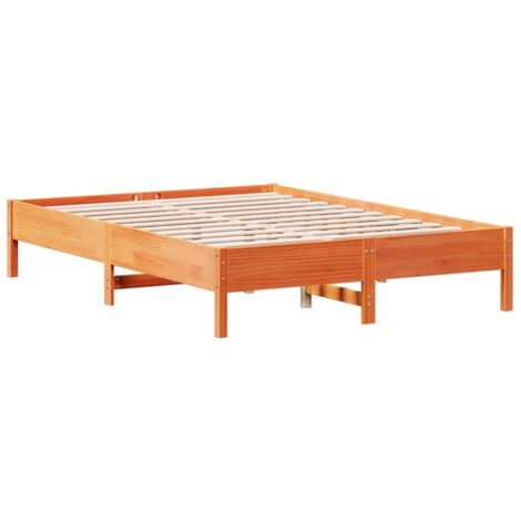Cama sin colchón madera maciza pino marrón cera 150x200 cm vidaXL