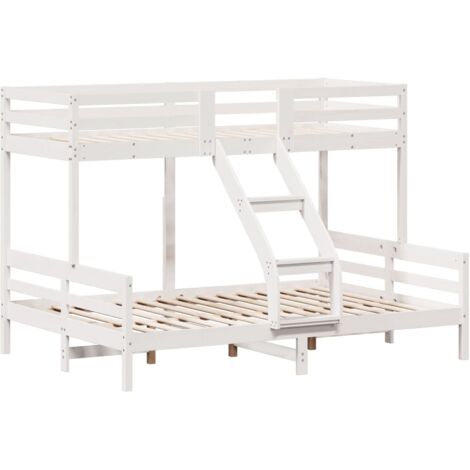 Litera de madera maciza de pino blanco 90x200/140x200 cm vidaXL