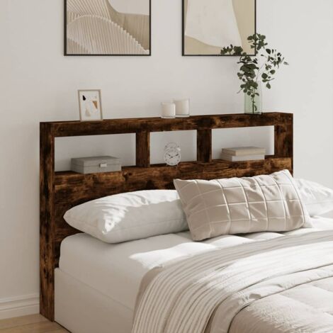 Cabecero de cama con luz LED roble ahumado 160x17x102 cm vidaXL