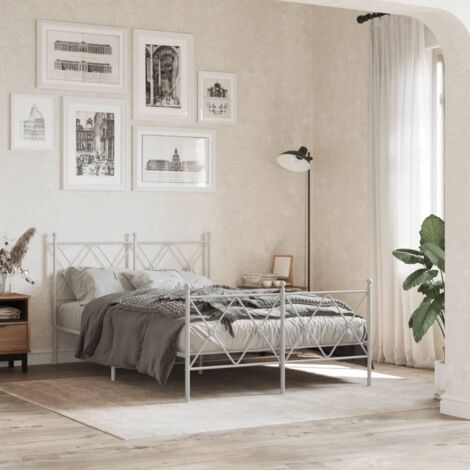 Estructura cama sin colchón con estribo metal blanco 120x200 cm vidaXL (1/5)