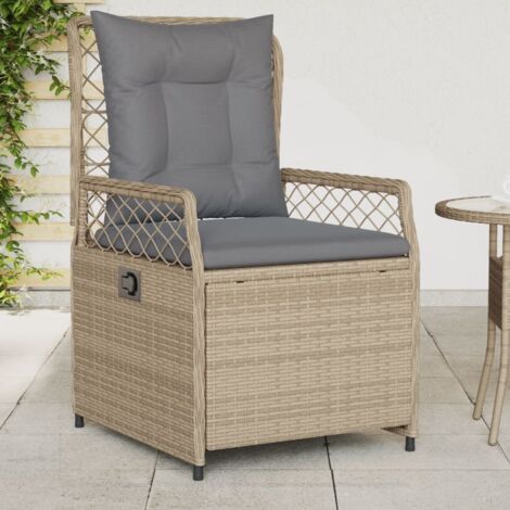 Sillones reclinables de jardín 2 uds ratán sintético beige vidaXL