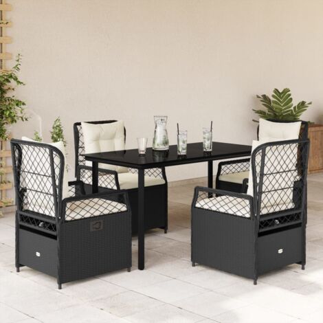Set de muebles jardín 5 pzas con cojines ratán sintético negro vidaXL (1/5)