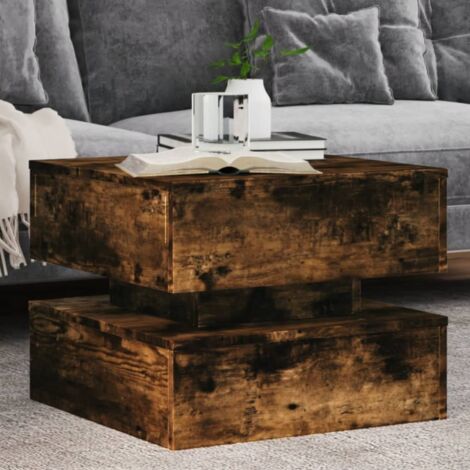 Mesa de centro con luces LED roble ahumado 50x50x40 cm vidaXL