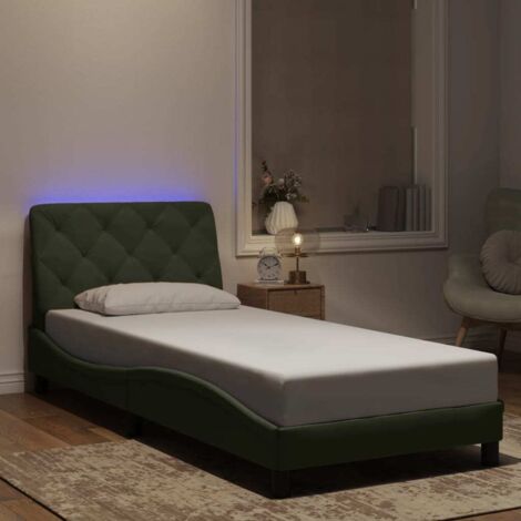 Estructura de cama con LED sin colchón terciopelo gris claro 90x200 cm vidaXL (1/5)