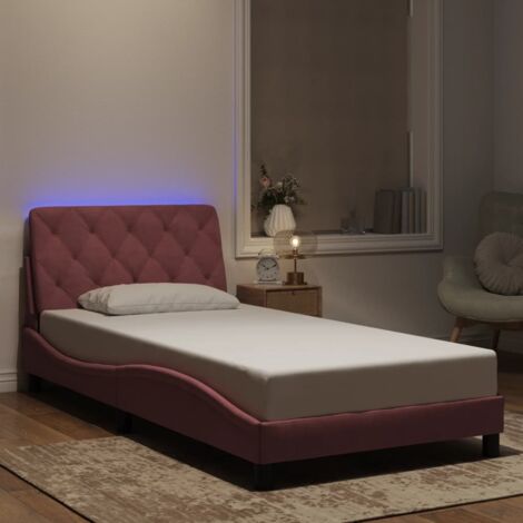 Estructura de cama con LED sin colchón terciopelo rosa 100x200 cm vidaXL (1/5)