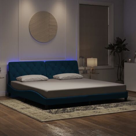 Estructura de cama con LED sin colchón terciopelo azul 200x200 cm vidaXL (1/5)